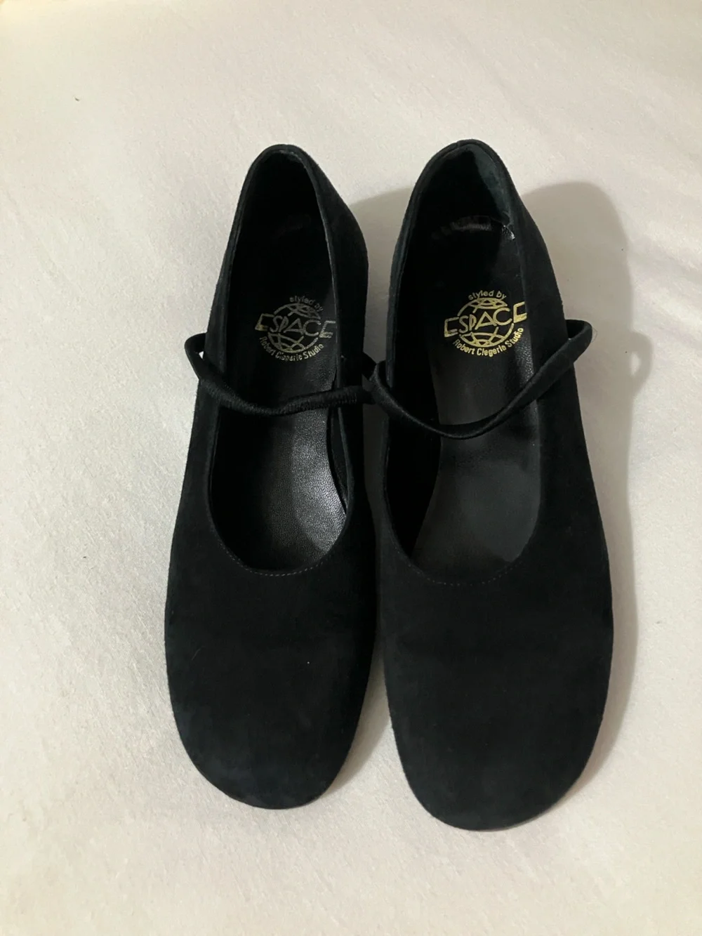 Espace Vintage Black Suede Mary Jane Heels 7.5